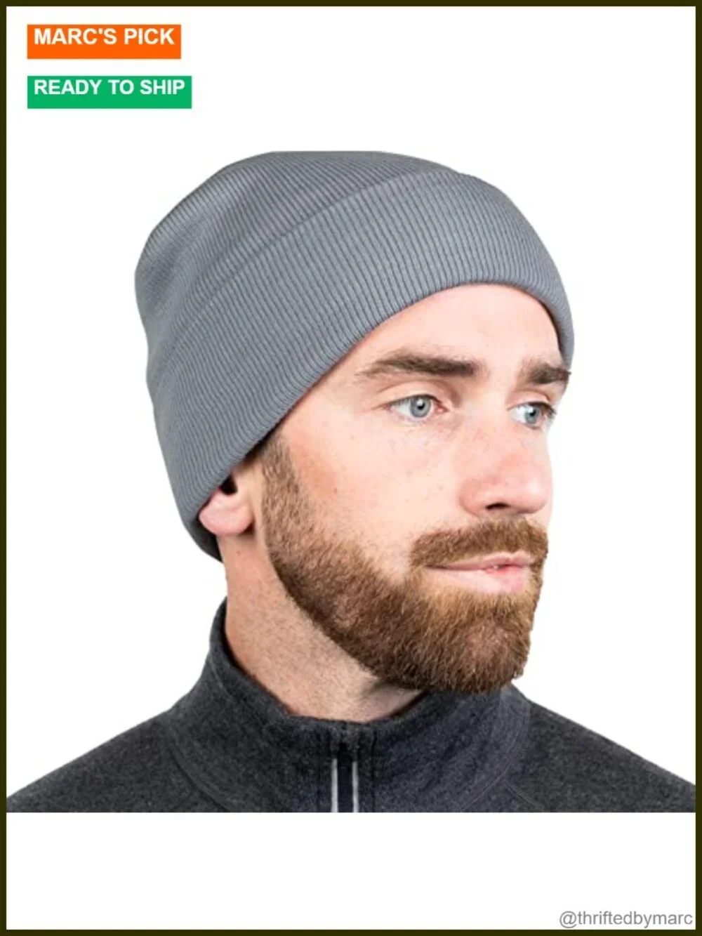 Merino Wool Blend Ribbed Knit Beanie Hat Winter Cuffed Unisex UPF 30